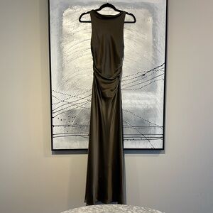 Reformation Anaiis Long Silk Dress Size 2 Morel Brown